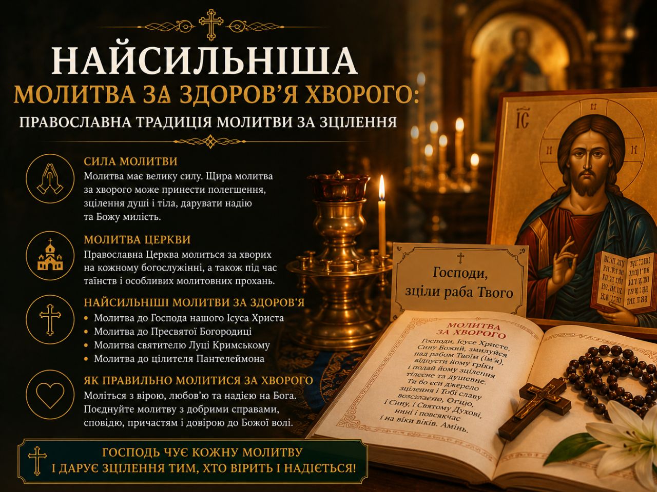 Найсильніша молитва за здоров'я хворого: православна традиція молитви за зцілення
