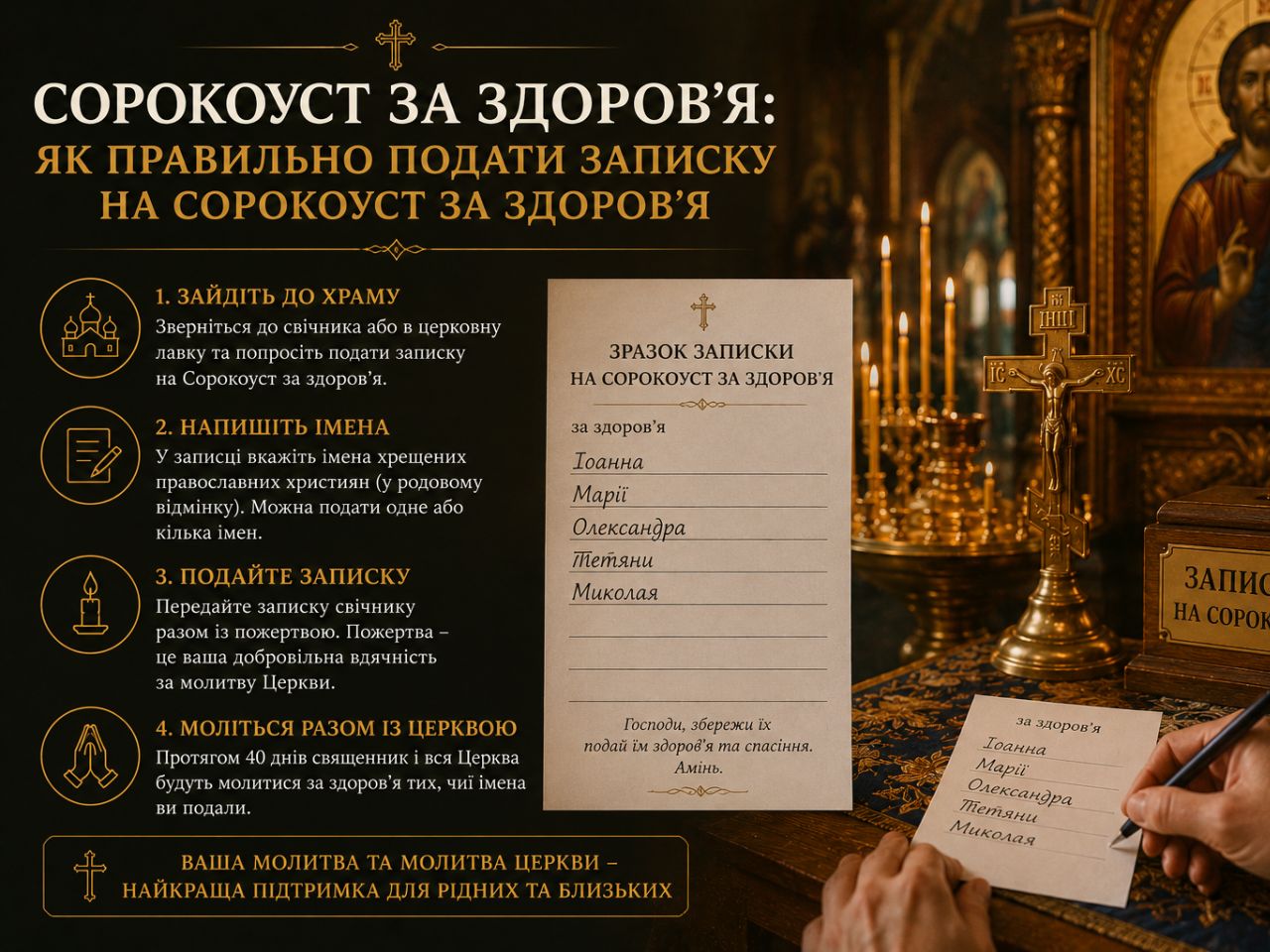 Як правильно подати записку на Сорокоуст за здоров’я: правила та поради для православних